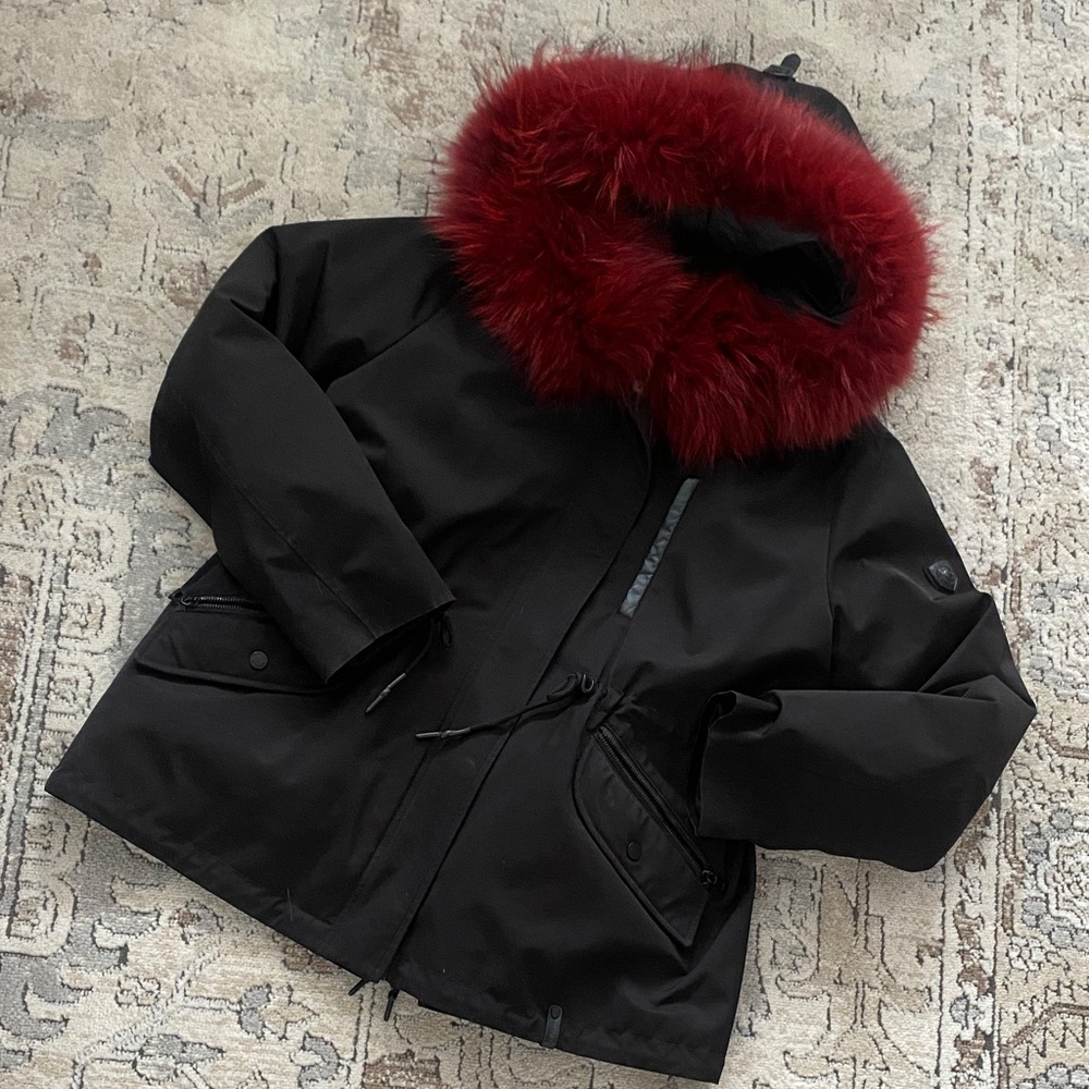 Rudsak 3in1 Black Jacket with Red Fur Trim